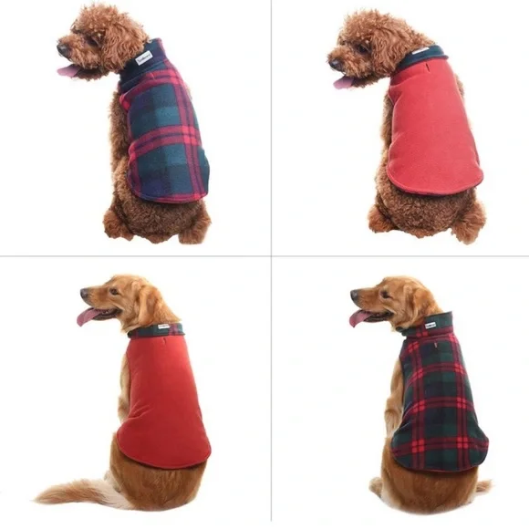 NWT SCENEREAL Dog Winter Clothes Reversible Jacket plaid or solid Size XS - Picture 2 of 13
